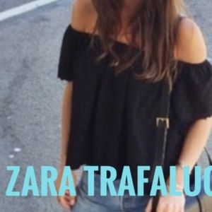 ZARA TRAFALUC off shoulder crop top black M